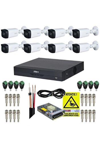 DAHUA surveillance kit - 8 cameras 8MP (4K) IR 40m, 8-channel 4K DVR (AI), accessories + Rovision st