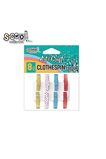S COOL Craft accessories, wooden clips, colored, 8 pcs/set - S-COOL