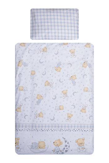 Beberoyal Set de lenjerie de pat din bumbac, 3 piese, pentru saltea 120 x 60 cm, Bear Dreams White, Beberoyal, LJ-003-107