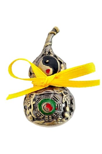 ZODIACOOL Wu Lou feng shui health amulet for disease protection, vintage gold metal gourd, 4 cm