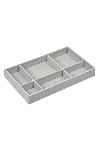 SHOPIENS MYONNA Jewelry Organizer, 6 Compartments, Suede Grey, 21x12.5x3 cm
