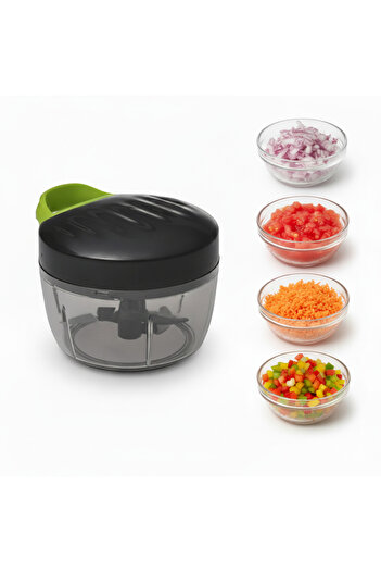 Köken Manual chopper 500 ml, 3 sharp blades, string, perfect for vegetables, BPA-free plastic, black/green