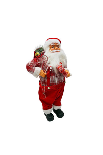 BaoBao Decorative Santa Claus 62 cm with walking stick, plaid sweater and velvet pants