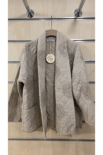 Park Moda Quilted Cotton Jacket with Chrysanthemum Sequin Detail