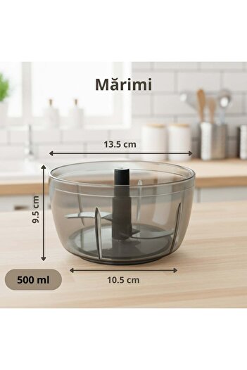 Köken Manual chopper 500 ml, 3 sharp blades, string, perfect for vegetables, BPA-free plastic, black/green
