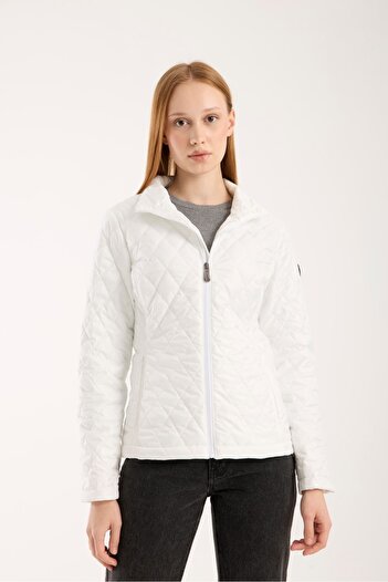 G-FOX Women's Diamond Pattern Seasonal Coat – Lightly Padded, Stand Collar, Fit Silhouette 8787