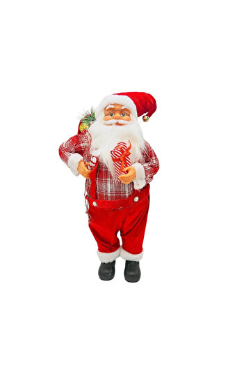 BaoBao Decorative Santa Claus 62 cm with walking stick, plaid sweater and velvet pants