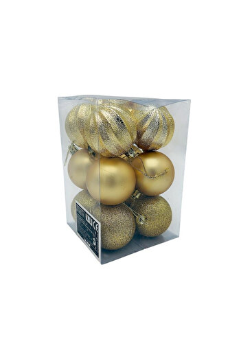 BaoBao Set of 12 Christmas tree baubles – 17x11.5x11.5cm, gold shade