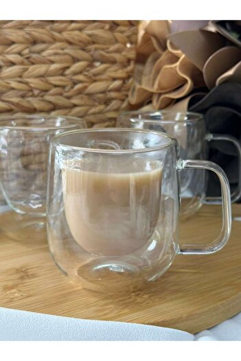 MD MİMOZA DEKOR Double Wall Mug 250 ml - Coffee / Water / Soft Drink / Single