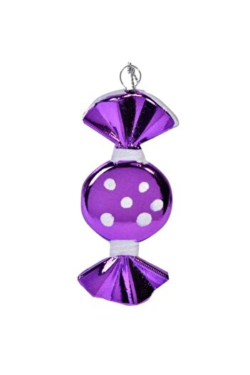 ANTBRO ® Set of 3 Christmas Ornaments - Purple Candy with Glitter, Polka Dots & White Glitter, 9cm