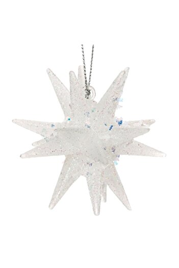 OEM Ornamental Christmas tree bauble in 3D snowflake shape, White, 9 cm