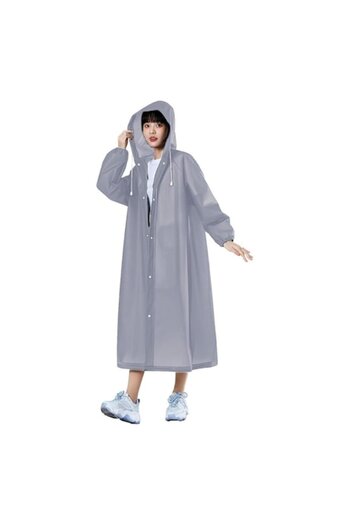 Optim Solution Rain Poncho for Adults, EVA, Waterproof, Windproof, Hooded, Side Snaps, Unisex, Gray