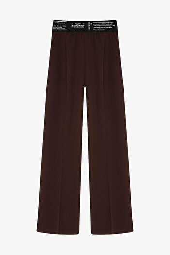 Quzu Women's Brown Rubber Detailed Trousers 23Y71153-Dark Brown