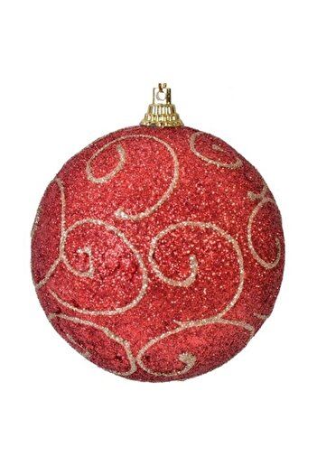 Christmas Set of 6 tree baubles, red/gold, with glitter, 6 cm