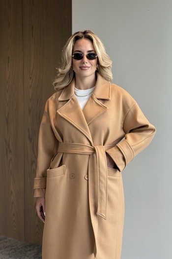 Laluvia Camel New Tokyo Long Cashmere Coat - 408021