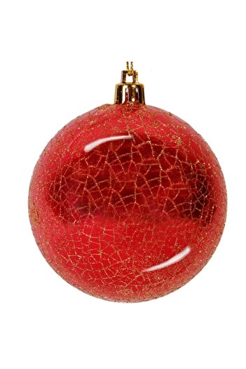 offlimits Set of 6 Christmas Baubles, OffLimits, Gold Stripe Design, 8 cm, Red/Gold