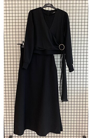 Armine Tulle Detailed V-Neck Blouse and Skirt Set