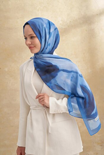 ARMANDA Şal cu model poppy 3381-İnidigo