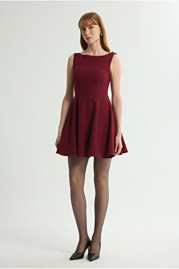 Love My Body Gabardin Toka Detaylı Elbise