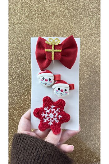 Toka Perisi Handmade Four-Piece Combination Red New Year Children's Teenager Gift Buckle Set (4 Buckles Are Ribbon-Covered)