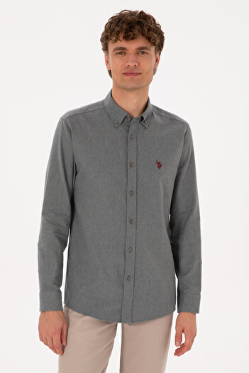 U.S. Polo Assn. Men's Gray Long Sleeve Basic Shirt 50316721-Vr024