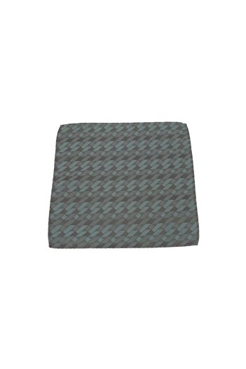 6AM Ceremony Grey pocket square with green geometric pattern