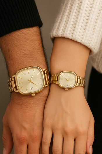 Louis Genessio Infinity Gold/Gold Women's & Men's Lover/Couple Wristwatch
