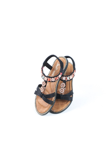 AYAKKABIMOOD 254 Black Orthopedic Sole Sandals Shoes