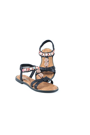 AYAKKABIMOOD 254 Black Orthopedic Sole Sandals Shoes