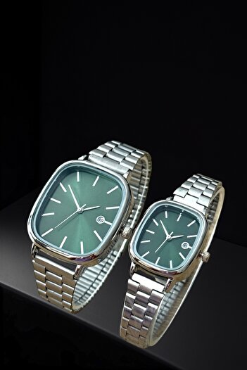 Louis Genessio Infinity Green/Silver Women&Men Lover/Couple Wrist Watch