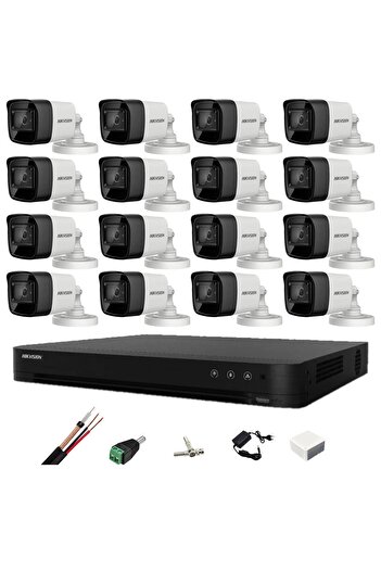 Hikvision Sistem de supraveghere 4-în-1 cu 16 camere, 8MP, 2.8mm, IR 30m, DVR 4K cu 16 canale, acces pentru montare