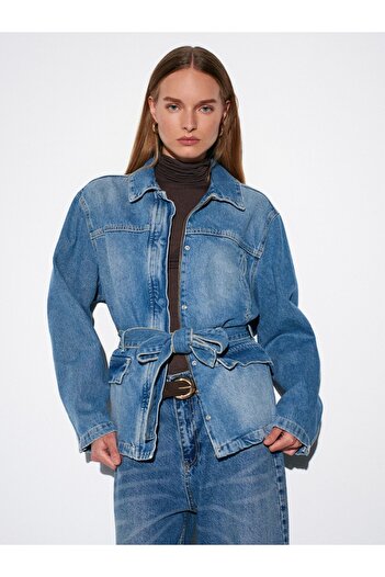 Dilvin 100% Cotton Belted Denim Jacket