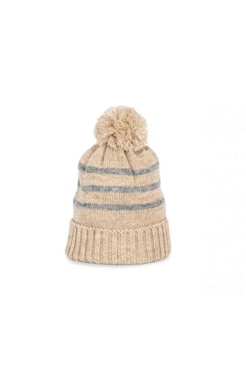 Unbranded/Generic Knitted hat with stripes made of recycled yarn, medium thickness