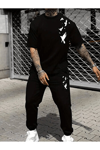LAVİTTA Freedom Themed T-Shirt and Bottom Set Men