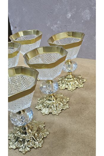 Keopsantique home 6-Piece Ice Cream Holder with Metal Legs and Hand-Decorated