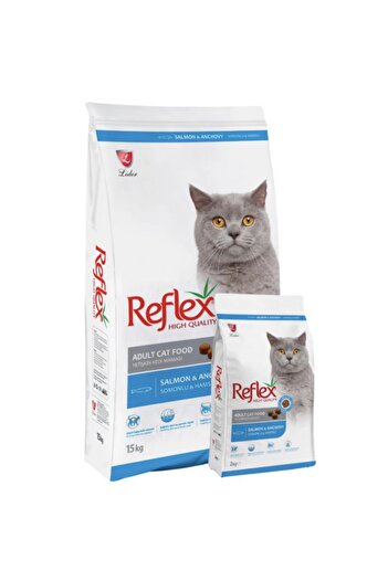 Reflex ريفلكس طعام جاف لقطط البالغة بنكهة السالمون وسمك الانشوفة 15 كيلو