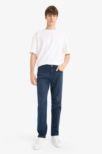 DeFacto W7086 Indigo Sergio Regular Fit Regular Waist Pipe Leg Jeans
