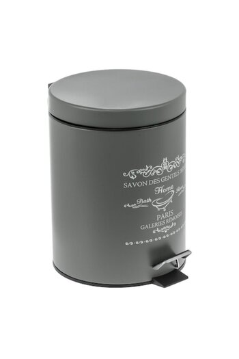 SHOPIENS Metal Trash Bin, 5L, Anthracite with White Print, Bathroom, Pedal - MYONNA