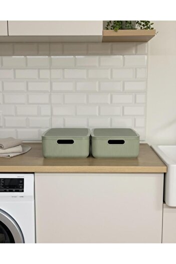Okyanus Home Linea Smart Box Green 4.5 Lt Multi-Purpose Storage Box with 2 Lids