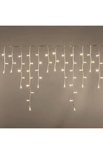 SHOPIENS LED Curtain Lights, 10 m, Warm White, Transparent Cable, Programs Included, Indoor/Outdoor