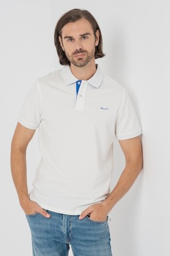 Gant - Tricou polo din amestec de bumbac, Albastru regal / Alb optic, L