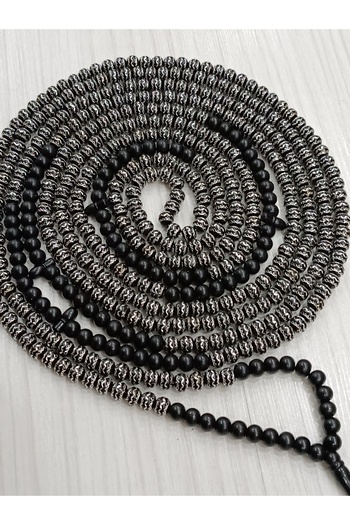 Bayraktar 500 Luxury Prayer Beads Black Color Embroidered Black Mixed Sequence