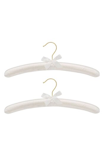 SHOPIENS Set of Satin Hangers, 38 cm, 2 Pieces, White - MYONNA