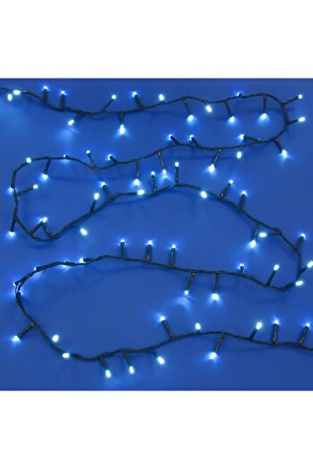 SHOPIENS Christmas LED String Lights, 100 Bulbs, Cool White, Green Cable, 6.15m, Extensible, Indoor/Outdoor,