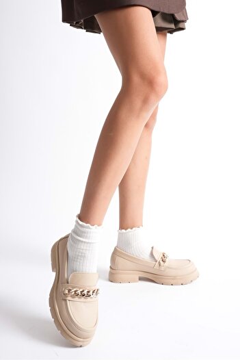 ANALİN SHOES Дамски обувки от естествена кожа с лека подметка и катарама - бежови