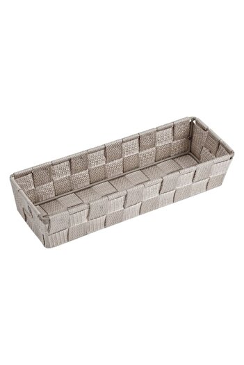 SHOPIENS Metallic Woven Storage Basket Taupe 26x9x5.5 cm - MYONNA
