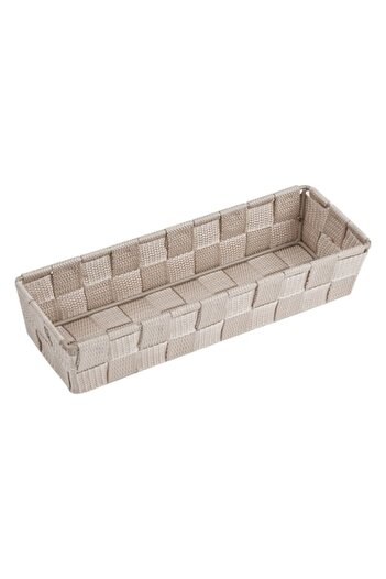 SHOPIENS Woven Beige Storage Basket, 26x9x5 cm