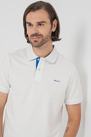 Gant - Tricou polo din amestec de bumbac, Albastru regal / Alb optic, L