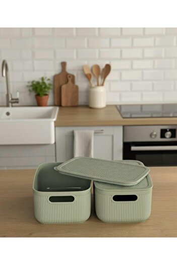 Okyanus Home Linea Smart Box Green 2.4 Lt Multi-Purpose Storage Box with 2 Lids