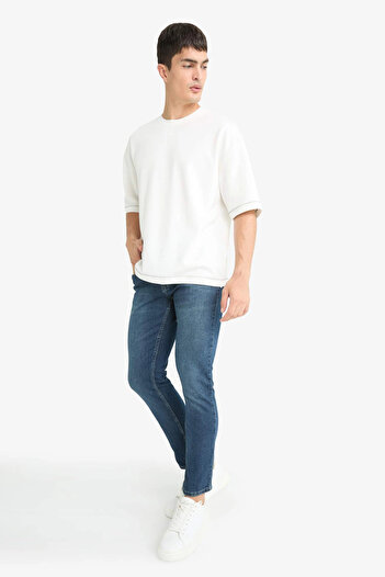 DeFacto G2235 Blue Pedro Slim Fit Narrow Fit Regular Waist Narrow Leg Jeans